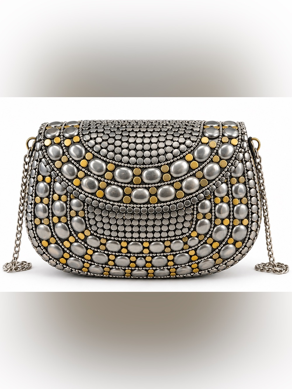 Embellished Silver and Gold Accent Women's Crossbody Clutch